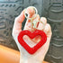 red heart keychain, hollowed-out clay keychain, full diamond keychain, car key accessory, women&