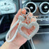 red heart keychain, hollowed-out clay keychain, full diamond keychain, car key accessory, women&