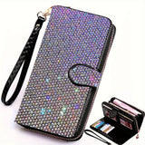 rhinestone card holder, checkbook clutch, rhinestone clutch, multiple card slots, sparkling accessory, glamorous wallet, crystal card case, protective cover, women's clutch, jewellery clutch - Multi - Size L