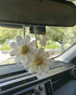Crochet Daisy Auto Accessories Women Cute Rearview Mirror Charm Crafted Daisy Flower Gift Crochet Enthusiast Car Decoration Car Interior Aesthetics (White)