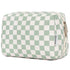 Checkered Makeup Bag Travel Makeup Bag Organizer Bag Makeup Bag Makeup Bag with Compartments for Ladies Girls (Large, Mint Green Checkerboard)