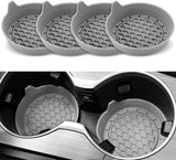 Car Cup Holder Coaster, Silicone Cup Holder Insert, Universal Anti-Slip Cup Holder, Auto Accessories Interior for Men and Women 4 Pack Grey