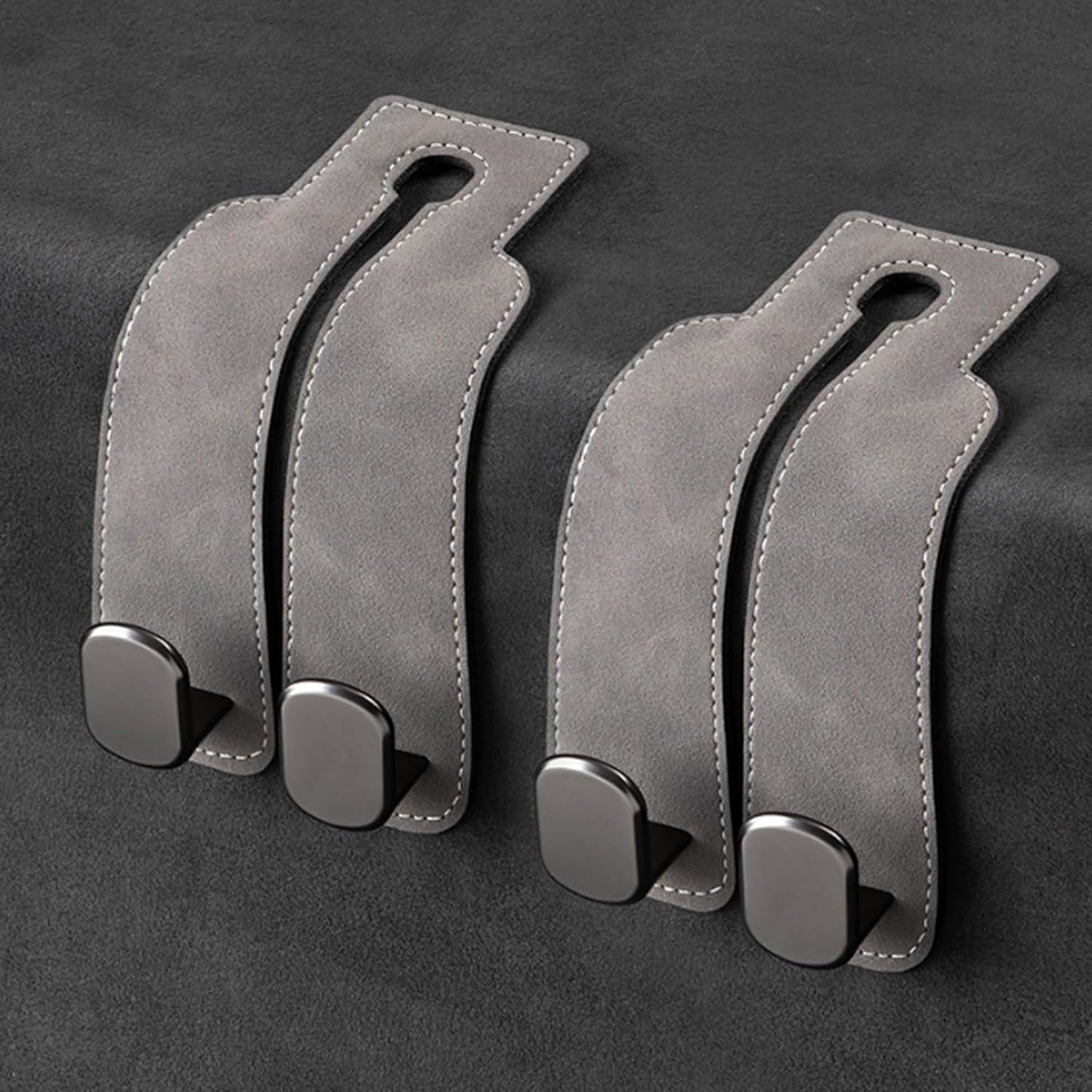 Car Headrest Hook, Car Hook for Wallet & Bag, Car Wallet Hook (Grey - Pack of 2)