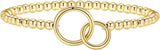 Women's Gold Bracelet 14K Gold Plated Beaded Bracelet Gold Stretch Beaded Bracelet Handmade Ball Bracelet Exquisite Gold Jewelry Gift