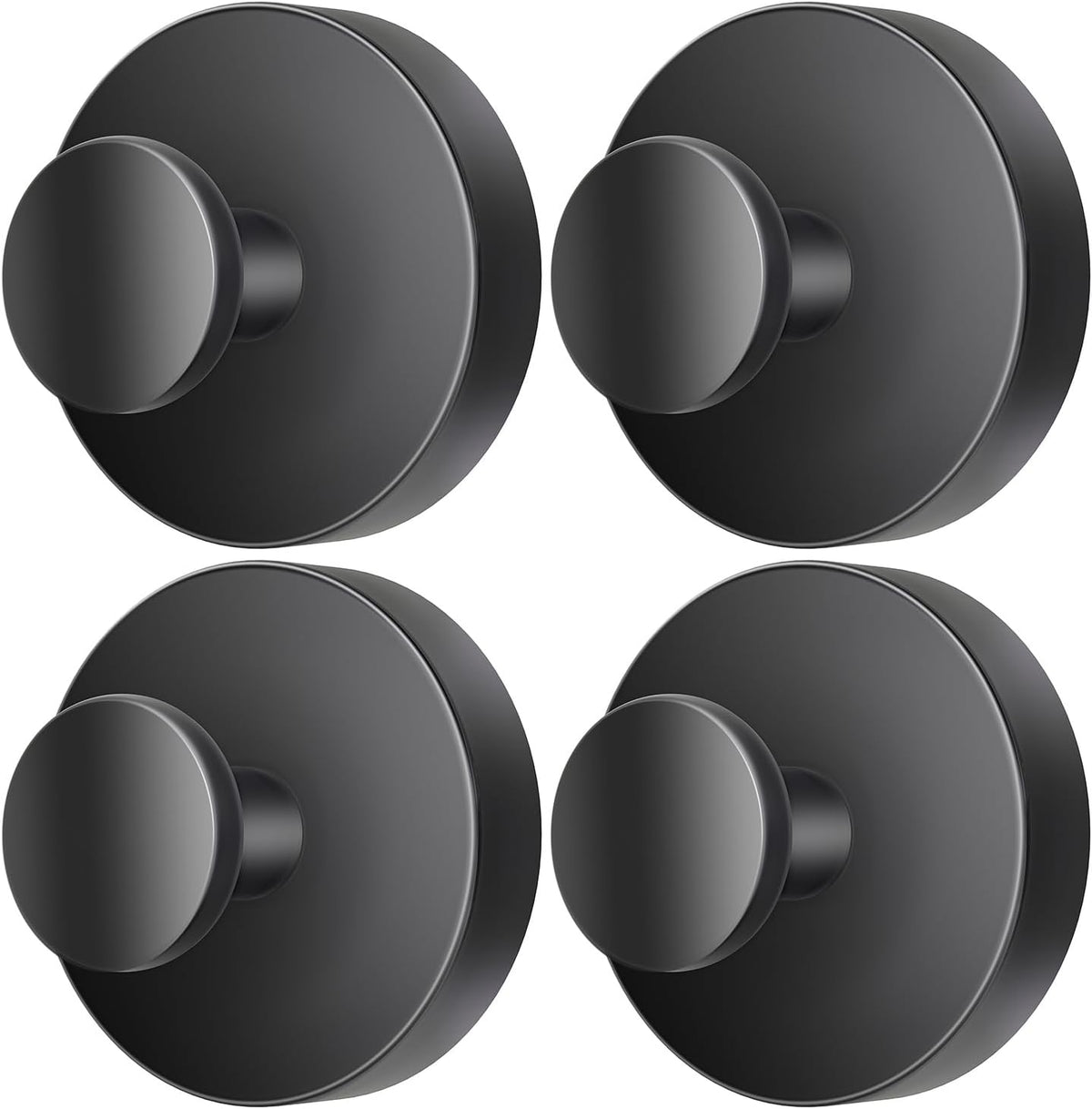2026 Upgraded Drill-Free Suction Cup Hooks, Stainless Steel Suction Cup Hooks for Shower, Mirror, Wall, Bathroom, Glass, Hanging Towels - 4 Pack, Black