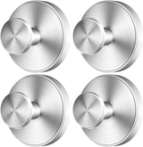 2026 Upgraded Drill-Free Suction Cup Hooks, Stainless Steel Suction Cup Hooks for Shower, Mirror, Wall, Bathroom, Glass, Hanging Towels - 4 Pack, Brushed Silver