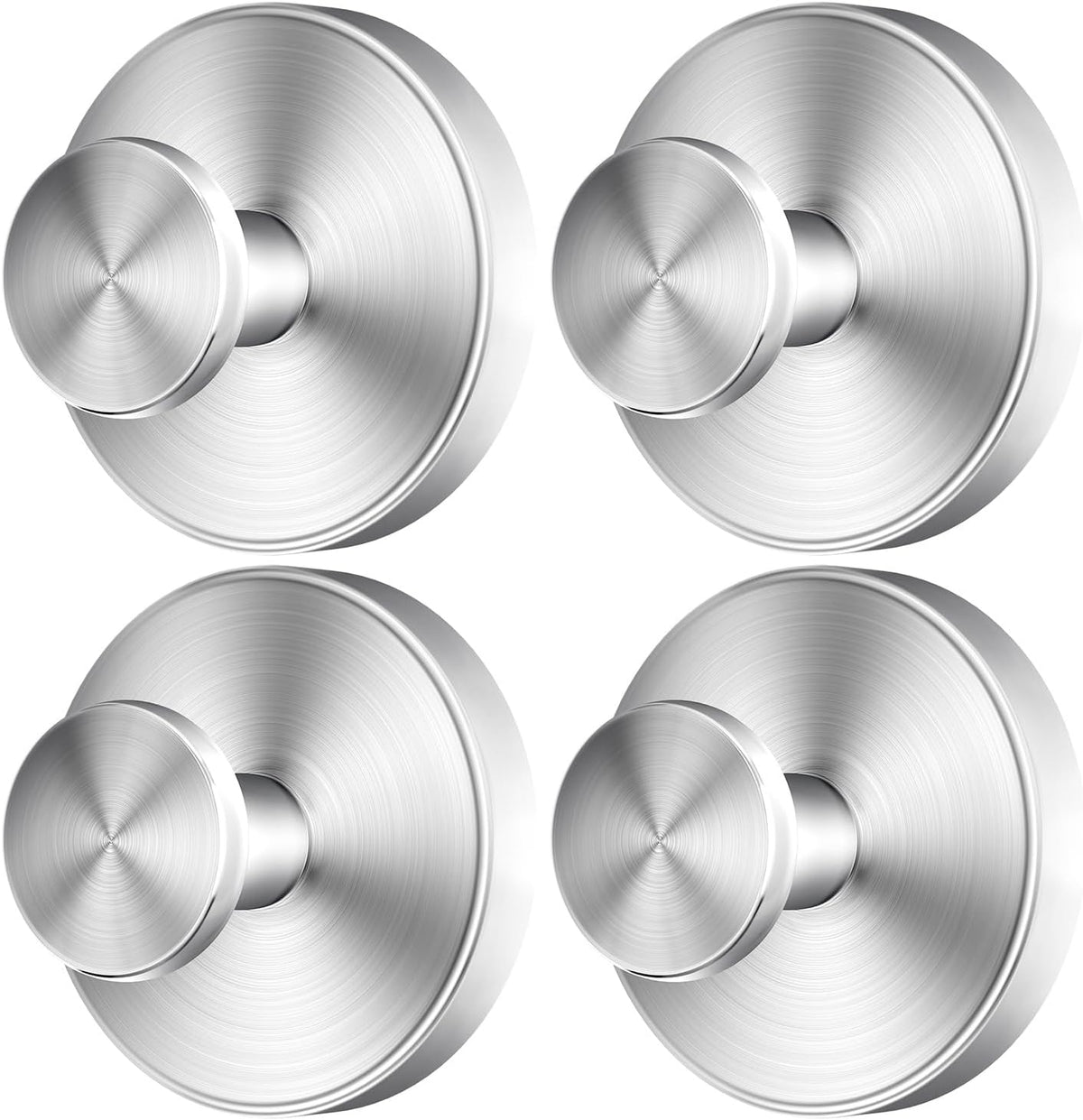 2026 Upgraded Drill-Free Suction Cup Hooks, Stainless Steel Suction Cup Hooks for Shower, Mirror, Wall, Bathroom, Glass, Hanging Towels - 4 Pack, Brushed Silver