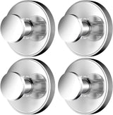 2026 Upgraded Drill-Free Suction Cup Hooks, Stainless Steel Suction Cup Hooks for Shower, Mirror, Wall, Bathroom, Glass, Hanging Towels - 4 Pack, Bright Silver