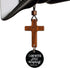 Daily Bible Verse Rearview Mirror Cross Ornament – Daily Scripture Car Hanging Cross with "I Am with You Always" Medallion (Black)