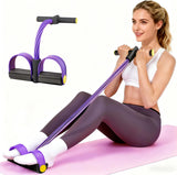 Pedal Resistance Bands with Handles, Upgrade 6-Tubes Manual Tension Training Pedal, Natural Rubber Foot Pedal Resistance Bands, Multifunction Fitness Bands for Abdomen, Waist, Arm, Leg（Purple）