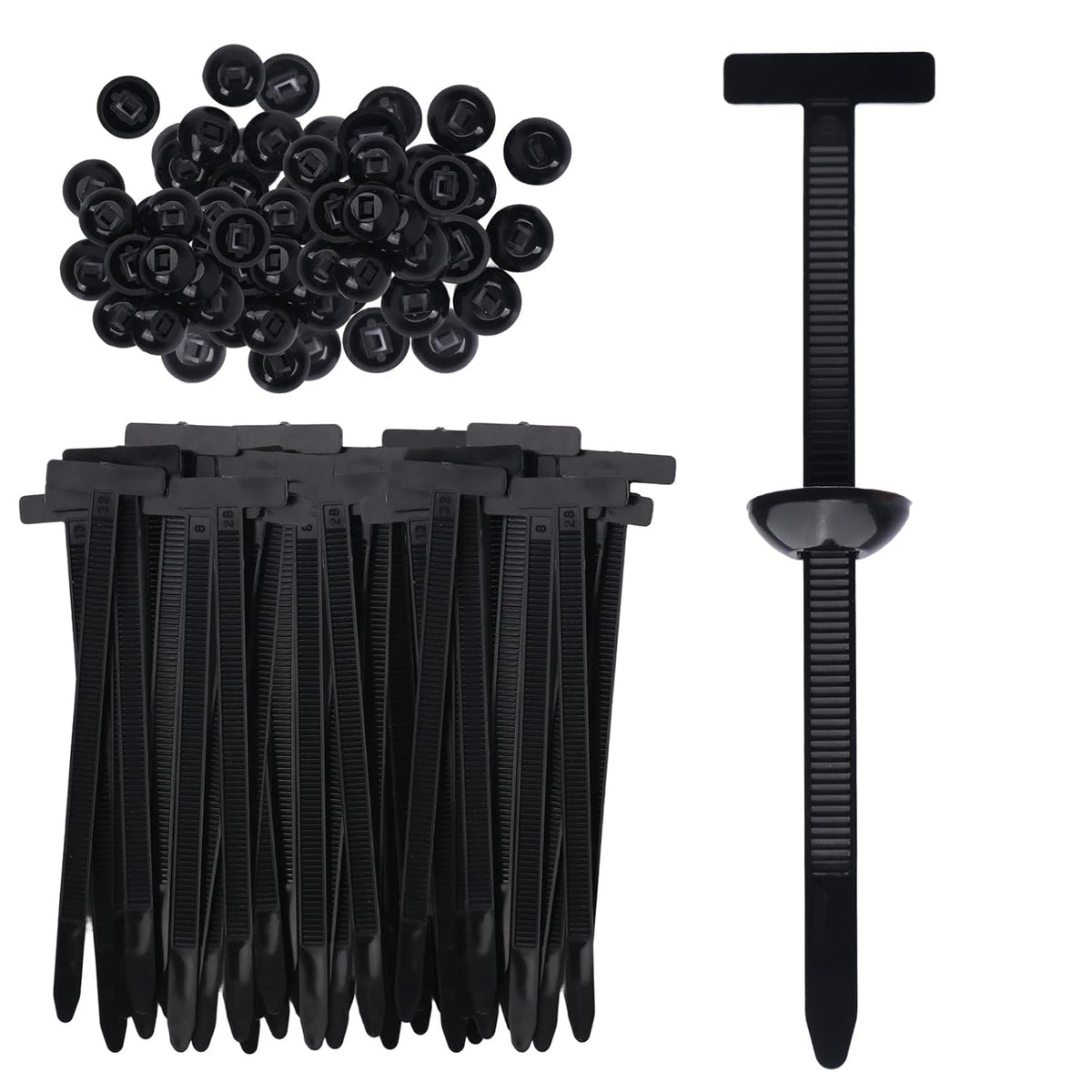 150 Pcs Nylon Universal Cable Buckle for Car - Self-Locking & Easy Installation Zipper Clamp Pin & Button Design - UV Resistant Zipper Tie Tie for Quick and Easy Car Everyday Repair