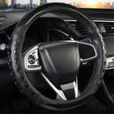 PU Leather Car Steering Wheel Cover with Non-Slip Grip, Suitable for Both Men and Women, Universal Fits 14.5-15 Inch Cars, Trucks, SUVs (Black (Round), Medium (Standard) Size [14 1/2-15 Inches]) )