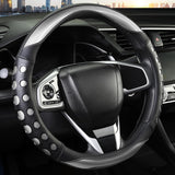 PU Leather Car Steering Wheel Cover with Non-Slip Grip, Suitable for Both Men and Women, Universal Fits 14.5-15 Inch Cars, Trucks, SUVs (Grey (Round), Medium (Standard) Size [14 1/2-15 Inches])