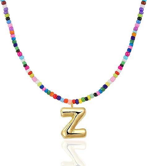 Colorful Initial Necklaces Graduation Gifts for Girls Kids Teens, 6-18 Year Old Girl Birthday Gift Teen Girl Gifts Trendy Stuff Gold Bubble Letter Pendent Necklace Jewelry（Z)