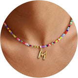 Colorful Initial Necklaces Graduation Gifts for Girls Kids Teens, 6-18 Year Old Girl Birthday Gift Teen Girl Gifts Trendy Stuff Gold Bubble Letter Pendent Necklace Jewelry（M)