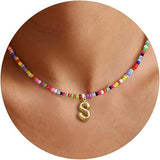Colorful Initial Necklaces Graduation Gifts for Girls Kids Teens, 6-18 Year Old Girl Birthday Gift Teen Girl Gifts Trendy Stuff Gold Bubble Letter Pendent Necklace Jewelry（S)