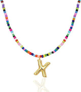 Colorful Initial Necklaces Graduation Gifts for Girls Kids Teens, 6-18 Year Old Girl Birthday Gift Teen Girl Gifts Trendy Stuff Gold Bubble Letter Pendent Necklace Jewelry（X)