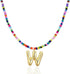 Colorful Initial Necklaces Graduation Gifts for Girls Kids Teens, 6-18 Year Old Girl Birthday Gift Teen Girl Gifts Trendy Stuff Gold Bubble Letter Pendent Necklace Jewelry（W)