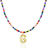 Colorful Initial Necklaces Graduation Gifts for Girls Kids Teens, 6-18 Year Old Girl Birthday Gift Teen Girl Gifts Trendy Stuff Gold Bubble Letter Pendent Necklace Jewelry（G)