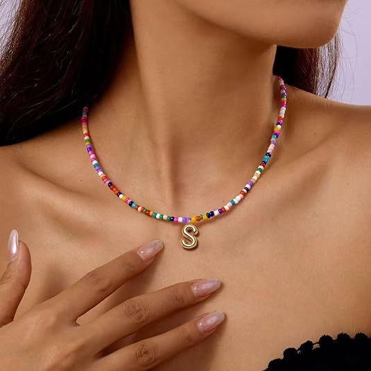 Colorful Initial Necklaces Graduation Gifts for Girls Kids Teens, 6-18 Year Old Girl Birthday Gift Teen Girl Gifts Trendy Stuff Gold Bubble Letter Pendent Necklace Jewelry（F)