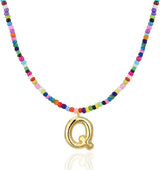 Colorful Initial Necklaces Graduation Gifts for Girls Kids Teens, 6-18 Year Old Girl Birthday Gift Teen Girl Gifts Trendy Stuff Gold Bubble Letter Pendent Necklace Jewelry（Q)