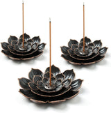  3 Pack Brass Lotus Incense Holder, Incense Sticks Burner, Incense Ash Catcher