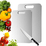 Titanium Cutting Board for Kitchen, Food-Grade 304 Stainless Steel Cutting Board, Suitable for Meat, Fruits and Vegetables (15.1 × 11 inches and 13.4 × 9 inches)