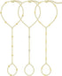 3PCS 14K Gold-Plated Hand Chain Bracelets for Women, Stack Bracelets Set Adjustable, Trendy Dainty Ring Bracelet Hand Chain