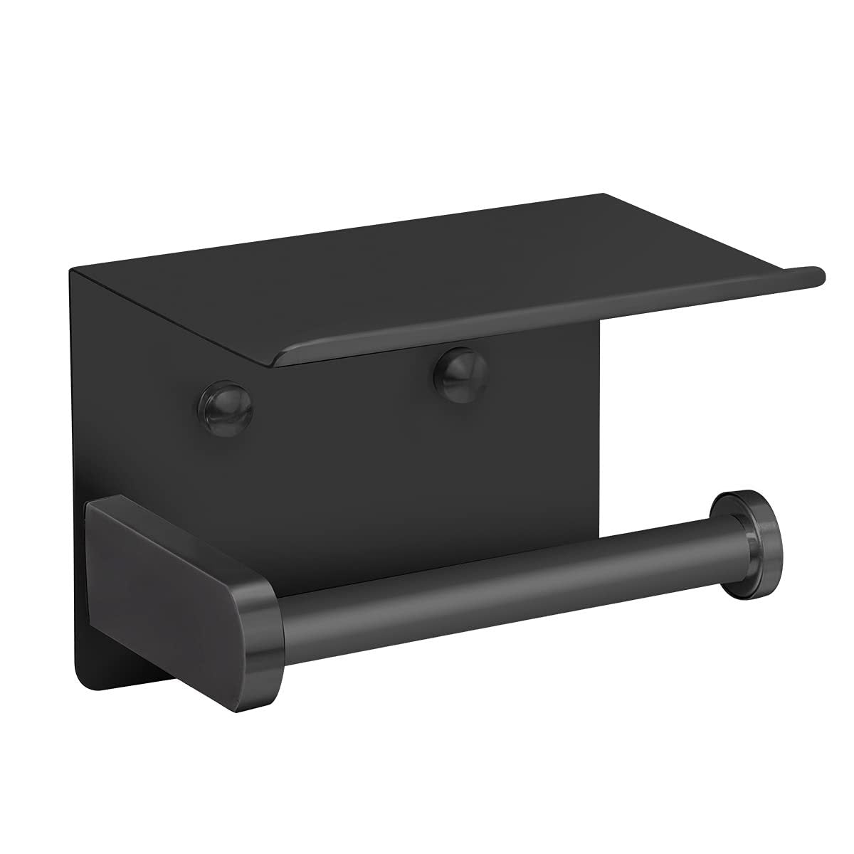 (True color)  1pc Toilet Paper Holder with Shelf, Bathroom Tissue Storage Rack, Wall-Mounted Paper Towel Dispenser, Stainless Steel Bathroom Paper Holder, Bathroom Accessory