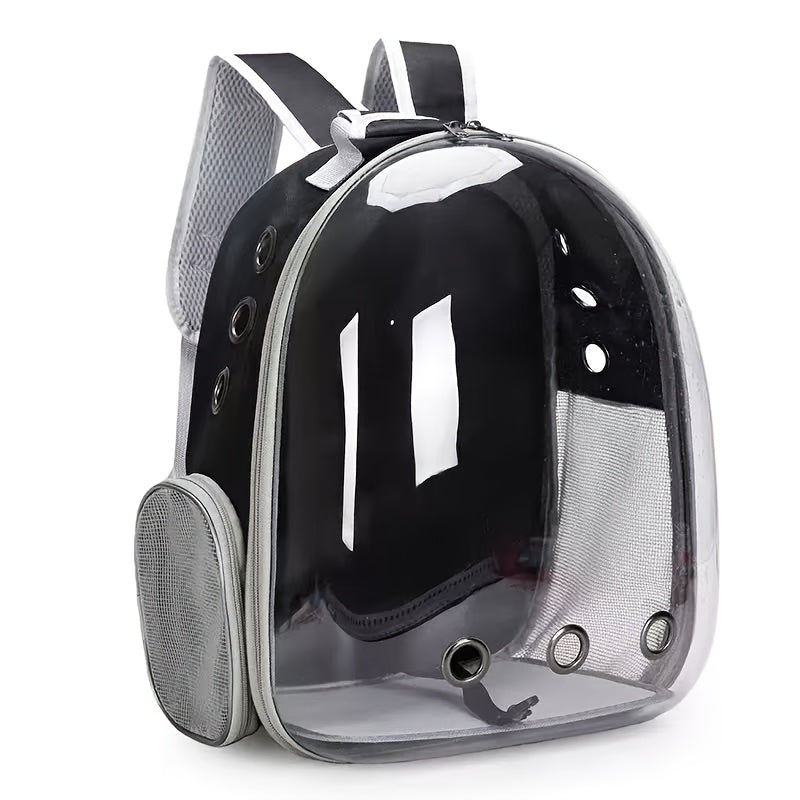 BLACK Replacement Transparent Pet Backpack with Zipper Closure - Heavy-Duty Structure, Ventilated and Padded Lining - Portable Travel Carrier for Cats, Small Dogs, Airplanes, Trains, Cars - Safe and Comfortable Carrier Backpack for Busy Pet Owners - Ideal