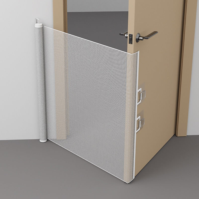 Expandable Pet Fence, made of PVC mesh material, easy to install, suitable for small dogs, cats, and various pets. No-drilling design effectively prevents pets from escaping, making it an ideal choice for stairs, corridors, and doorways.  （WHITE）
