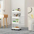 Four-Tier Rolling Cosmetics Storage Rack - Made of durable plastic, equipped with 360-degree swivel casters, strong load-bearing capacity - Suitable for bathroom, bedroom, kitchen, and home storage | White