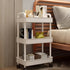Three-Tier Rolling Cosmetics Storage Rack - Made of durable plastic, equipped with 360-degree swivel casters, strong load-bearing capacity - Suitable for bathroom, bedroom, kitchen, and home storage | White