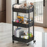 Five-Tier Rolling Cosmetics Storage Rack - Made of durable plastic, equipped with 360-degree swivel casters, strong load-bearing capacity - Suitable for bathroom, bedroom, kitchen, and home storage | black