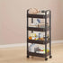 Four-Tier Rolling Cosmetics Storage Rack - Made of durable plastic, equipped with 360-degree swivel casters, strong load-bearing capacity - Suitable for bathroom, bedroom, kitchen, and home storage | BLACK