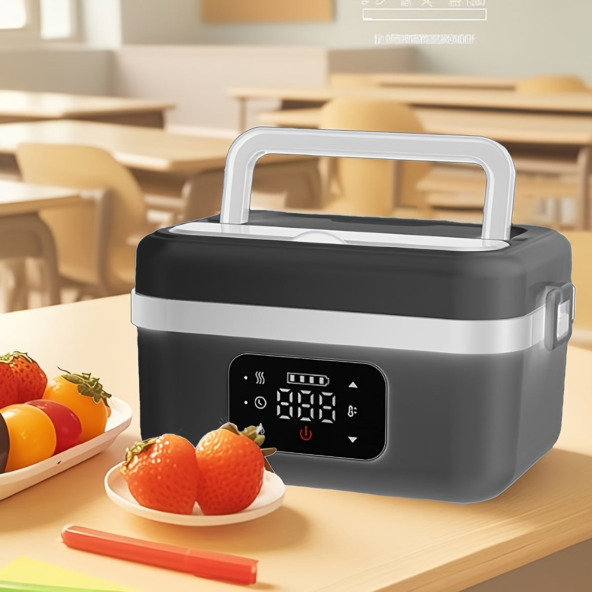 Electric Heating Insulated Lunch Box | 304 Stainless Steel Portable Insulated Storage Container, Suitable for Office, Camping, Picnics | Compact Insulated Food Container with Charging Function, No Water Needed(black)