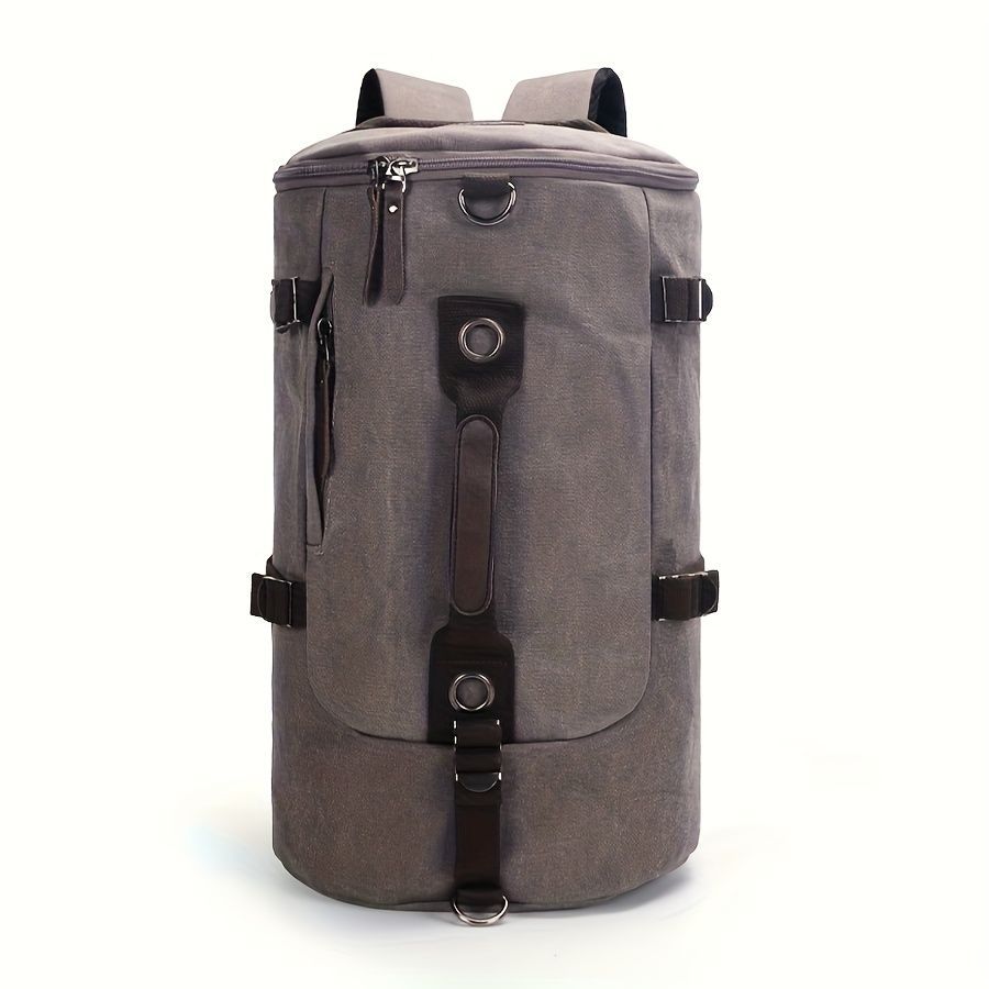 Retro Canvas Backpack Duffle Backpack Hybrid Vintage Travel Bag Canvas Laptop - Gray - Size M