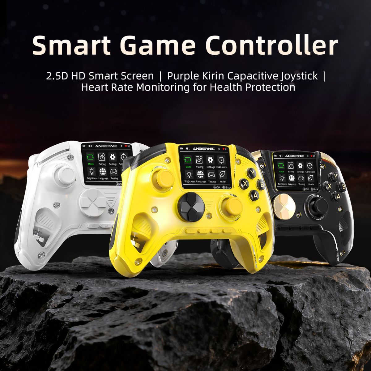 Smart Game Controller 2.5D HD Screen Purple Kirin Joystick Heart Rate - White - Size 1PCS