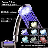 LED Shower Head Battery-Free Shower Head Glowing Shower Head Air Injection - Silver - Size Seven - color variable light