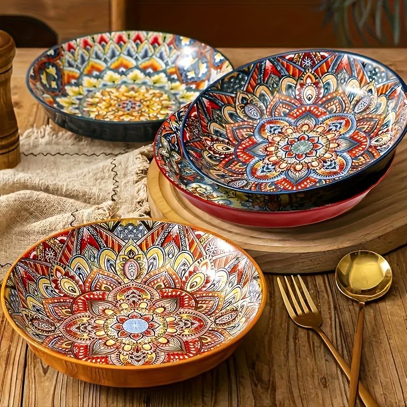 Ceramic Dinner Plates 4-Piece Set Unique Design High-Quality Ceramic Versatile - Multi - Size Pack of 4 pieces