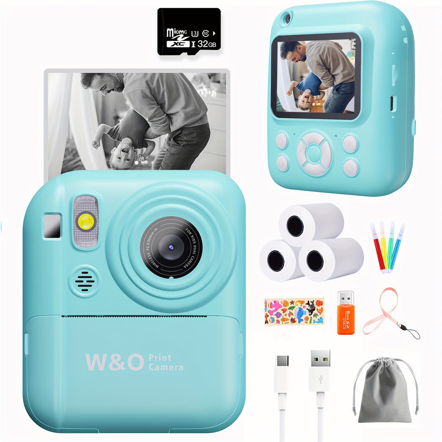 Instant-Fun Camera: HD Photos, Filter Effects, Time-lapse Selfies, Built-in Games & Music, All-in-One Fun with Type-C Fast Charging.(BLUE)