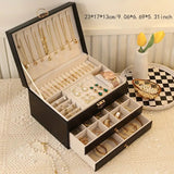 Black  High-end Jewelry Storage Box for Necklaces, Earrings, Ear Studs, Bracelets, Rings, Exquisite Accessories, Gold, and Jewelry – Large Capacity, Ideal as a Gift for Mother’s Day, Father’s Day, Teacher’s Day, Halloween, Thanksgiving, and Christmas.
