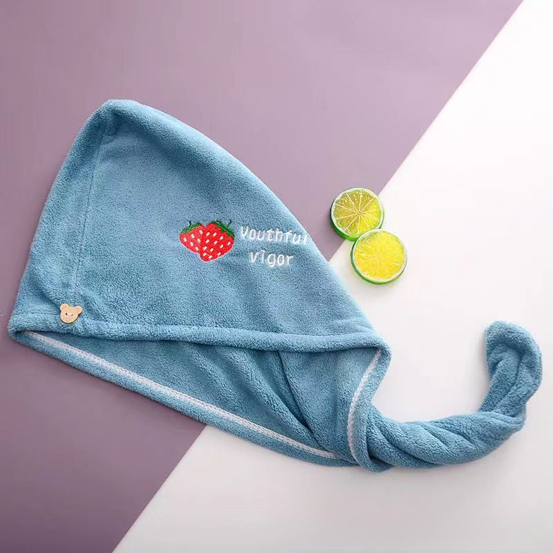 Ladies' Soft Quick-Dry Shower Cap Towel - Delicate Embroidery, Essential for a Refreshing Bath（light blue）