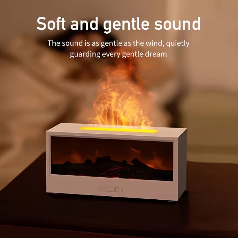 Aromatic Essential Oil Fireplace Diffuser Color Flame Diffuser Bonfire Fireplace Humidifier with Remote for Home and Office(WHITE)