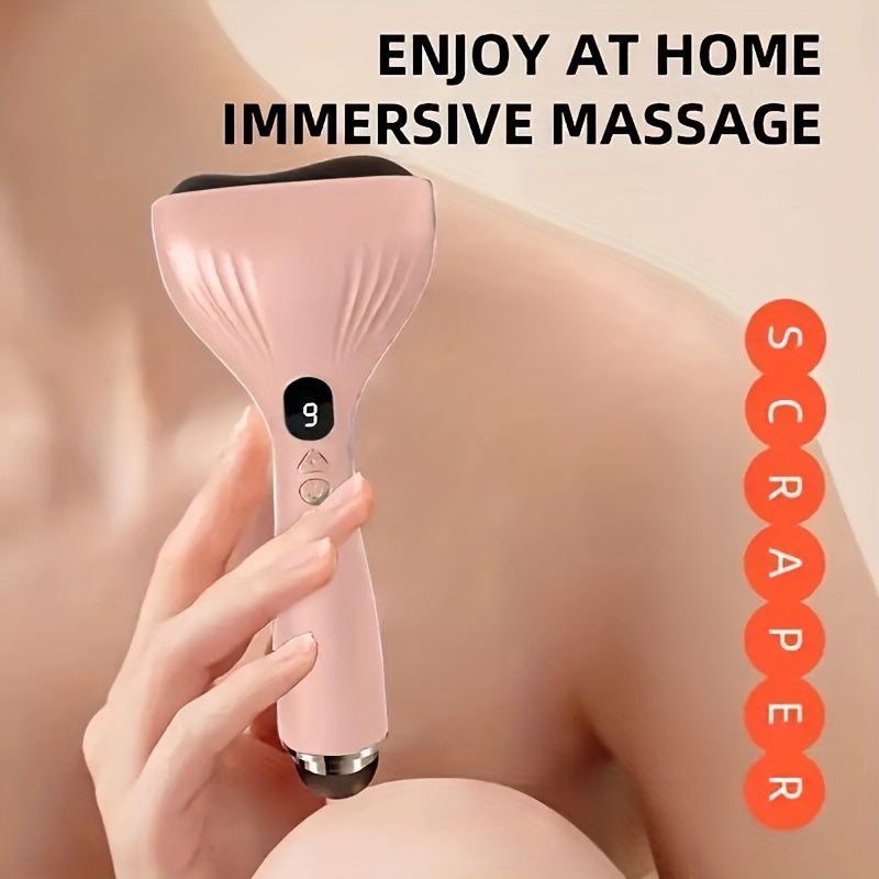  USB Electric Gua Sha Massager, Electric Massager, Heated Vibration Gua Sha Board, Suitable for Neck, Shoulder, and Back Massage Tools, Ideal for Beauty/Daily Relaxation, Home Personal Care Tool（pink)）