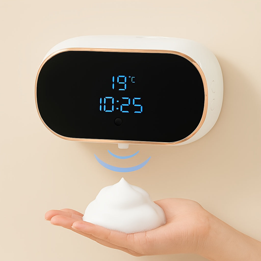 Sensor-Activated Automatic Soap Dispenser, Digital Display Screen, Type-C Charging, Upgraded Infrared Sensing, Extra-Large Battery for Extended Usage, Three-Level Foam Volume Adjustment, Ultra-Fine Foam Hand Soap Dispenser（white）