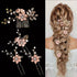 PINK 4-Piece Elegant Light Luxury Pearl Flower Hair Accessories Set, Bridal Wedding Hairpin and Hairpin Headdress Set, Bridesmaid Gift Banquet Ornament Set for Women&