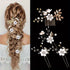 WHITE 4-Piece Elegant Light Luxury Pearl Flower Hair Accessories Set, Bridal Wedding Hairpin and Hairpin Headdress Set, Bridesmaid Gift Banquet Ornament Set for Women&