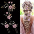 Purple 4-Piece Elegant Light Luxury Pearl Flower Hair Accessories Set, Bridal Wedding Hairpin and Hairpin Headdress Set, Bridesmaid Gift Banquet Ornament Set for Women&