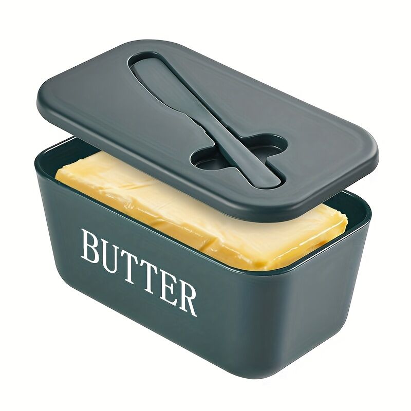 GREEN **Food-Grade PP Large Butter Keeper with Cutting Blade | Airtight, Drying-Resistant, Easy to Slice – Long-Lasting Freshness, Your Kitchen & Baking Essential Helper**
